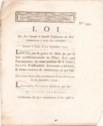 LOI QUI FIXE L EPOQUE A LAQUELLE L INSTITUTION DU JURE COMMENCERA A AVOIR SON EXECUTION DU 29 SEPTEMBRE 1791 N° 942 - Décrets & Lois