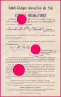 SPA Guerre 14/18 Octobre 1914 Garde Civique Non Active  / Convocation Au Service Obligatoire RARE - Sin Clasificación