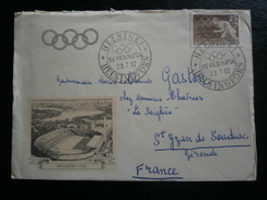 FILAND FINLANDE JEUX OLYMPIQUES OLYMPIC GAMES JO HELINSKI 1952 CACHET OBLITERATION LETTRE ILLUSTREE STADE COVER LETTER - Summer 1952: Helsinki