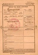 VP5903 - MILITARIA - Extrait Du Livret Individuel Mr GANGNEUX Au 22 Bataillon D'Ouvriers D'Artillerie - Documenten