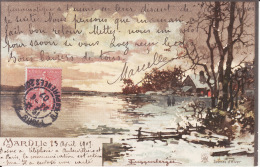 Guggenberger, Scènes D'hiver, Mardi, Dienstag, Litho, 1907, 2 Scans - Guggenberger, T.