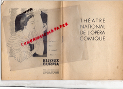 THEATRE NATIONAL DE L' OPERA COMIQUE - LE BARBIER DE SEVILLE-9 JUIN 1951- BAUDECROUX-TURBA RABIER-AMADE-LEGOUHY-CLEMENT - Programma's