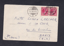 Marcophilie Luxembourg Paire Timbre Rose 90 Barré Surcharge 75 Cad Echternach Vers Nancy Fragment Enveloppe - Franking Machines (EMA)