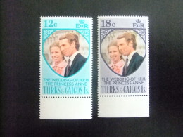 TURKS And CAICOS Islands 1973 MARIAGE ANNE Et MARK PHILLIPS Yvert N º 326 / 327 ** MNH - Turks & Caicos