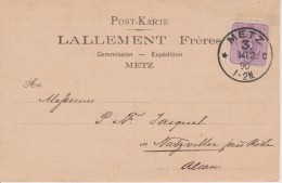 57-METZ - MAISON LALLEMENT FRERES - AFFRANCHIE LE 14.02.1890 - PRECURSEUR - Metz