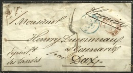 SPAIN - ESPAGNE 1855 - Carta De Luto - Cadiz A Francia - Storia Postale