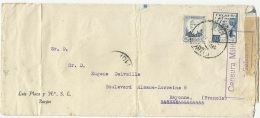 SPAIN - ESPAGNE 1938 - CARTA COMERCIAL A FRANCIA - 50C Y VIÑETA CRUZADA FRIO - CENSURA - Briefe U. Dokumente