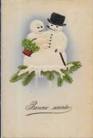 CPA Bonhomme De Neige Snowman Circulé Gaufré - Autres & Non Classés