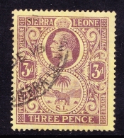 Sierra Leone 1912 KGV (Wmk Multi CA) 3d Purple/Yellow SG116b - Sierra Leone (...-1960)