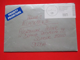 T10-Cover-Envelope-Austria,Wien To Serbia,Sombor-Print Sticker With Blue Sticker Priority Prioritaire 2004. - Covers & Documents