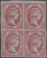 FAC-1 ESPAÑA SPAIN. SEGUI OLD FACSIMILE REPRODUCTION. ISABEL II. 1851 5r BLOCK 4. - Prove & Ristampe