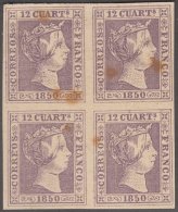 FAC-10 ESPAÑA SPAIN. SEGUI OLD FACSIMILE REPRODUCTION. ISABEL II. 1850 12 ¼. BLOCK 4. - Proofs & Reprints