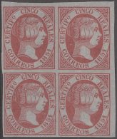 FAC-14 ESPAÑA SPAIN. SEGUI OLD FACSIMILE REPRODUCTION. ISABEL II. 1851 5r BLOCK 4. - Proofs & Reprints