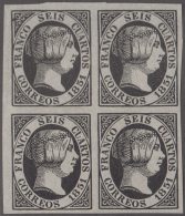 FAC-19 ESPAÑA SPAIN. SEGUI OLD FACSIMILE REPRODUCTION. ISABEL II. 1851 6 ¼ . BLOCK 4. - Proofs & Reprints