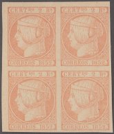 FAC-27 ESPAÑA SPAIN. SEGUI OLD FACSIMILE REPRODUCTION. ISABEL II. 1852 2r. BLOCK 4. - Proofs & Reprints