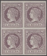 FAC-44 ESPAÑA SPAIN. SEGUI OLD FACSIMILE REPRODUCTION. ISABEL II. 1866 2r. BLOCK 4. - Proeven & Herdrukken