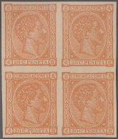 FAC-48 ESPAÑA SPAIN. SEGUI OLD FACSIMILE REPRODUCTION. ALFONSO XII. 1876. 20c. BLOCK 4. - Prove & Ristampe