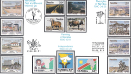 Delcampe - Namibia Mounted Set 14 Stamps Independence 21 MARCH 1990 NAMIBIE INDEPENDANCE 1990 - Namibia (1990- ...)