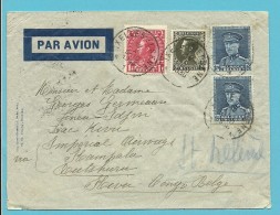 320+401+403 Op Brief Per Luchtpost (avion) Met Stempel IXELLES Op 12/10/1936 Naar RUTSHURU / CONGO-BELGE - 1934-1935 Leopoldo III