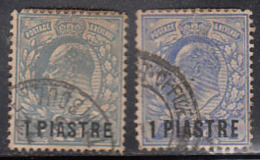 British Levant 1911 Used, 2 Diff., Overprint Varities On Edward, As Scan - Levante Británica