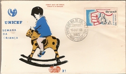 Brazil & FDC UNICEF, Children's Week, Minas Gerais, 1968 (870) - FDC