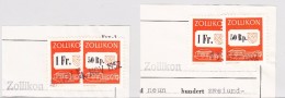 Schweiz - Fiskalmarke Gemeinde Zollikon 2 Papierstücke Mit Je 50Rp Und 1Fr. Gestempelt - Revenue Stamps