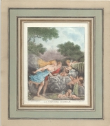Gravure Colorisée/passe-partout/"La Fontaine D'Amour"/H Fragonard Pinx/G Schlumberger Edit/ XIXéme Siécle  GRAV184 - Prints & Engravings