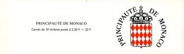 CARNET 10 TIMBRES MONACO N°4 # 1989 # AQUARELLEROSTICHER 2.20F # VENDU A LA VALEUR FACIALE - Booklets