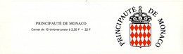 CARNET 10 TIMBRES MONACO N°4 # 1989 # AQUARELLEROSTICHER 2.20F # VENDU A LA VALEUR FACIALE - Carnets