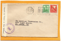 New Zealand 1942 Censored Cover Mailed To USA - Brieven En Documenten