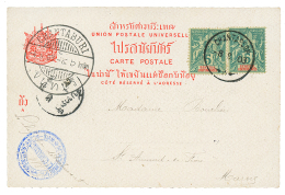 SIAM : 1903 SENEGAL 5c(x2) Canc. CHANTABOON + Blue Military Cachet CHANTABOUM On Card To FRANCE. RARE. Superb. - Siam