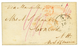 PHILIPPINES : 1862 HONG-KONG PAID Red + 5/N.YORK PACKET On Envelope From MANILA To USA. TB. - Philippines