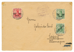 PALESTINE : 1910 Mixt 10p + 20p + 5c Canc. JERUSALEM + TEMPEL-KOLONIE/HAMJDIJE/WILHELMA/DEUTSCHE POST JAFFA On Envelope - Palestine