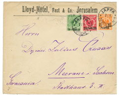 PALESTINE : 1899 10p+ 20p + 1 1/4P Canc. JAFFA (year Omitted) On Envelope "LLOYD HOTEL" To GERMANY. Vf. - Palestine