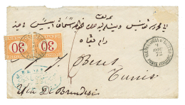 TUNISIA : 1872 ALESSANDRIA D'EGITTO POSTE ITALIANE On Envelope To TUNIS Taxed With ITALY POSTAGE DUE 30c(x2) Canc. TUNIS - Non Classés