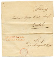 1829 PONDICHERY POST PAID In Red On Entire Letter To KARIKAL. RARE. Superb. - Altri & Non Classificati
