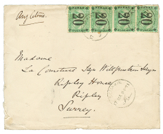EGYPT - SUDAN : 1884 20p(x4) Canc. SOUAKIN On Envelope (double Rate) To ENGLAND. RARE. Vvf. - Altri & Non Classificati