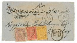 EGYPT : 1874 10p + 1P+ 2P Canc. CAIRO + British Cds SUEZ On Cover To INDIA. RARE. Vvf. - Other & Unclassified