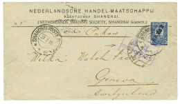 1916 10k Canc. SHANGHAI POSTE RUSSE + Blue Boxed CENSOR Mark On Envelope To SWITZERLAND. Vvf. - Autres & Non Classés