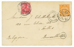 1901 GERMAN CHINA 10of Canc. SHANGHAI + CHINA 1c On Card(illustrated In Color) To BELGIUM. Vvf. - Altri & Non Classificati