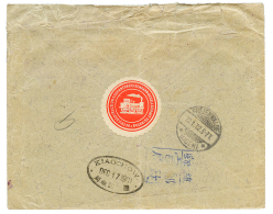 1902 KIAUTSCHOU 10pf Canc. TSINGTAU + CHINA 1/2c(x2) + 2c(x2) + 5c Canc. Purple TOMSTONE On Envelope To GERMANY. RARE. H - Other & Unclassified