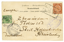 1900 MIXT CHINA 4 Canc. TOMBSTONE + GERMAN CHINA 5pf Canc. TSINGTAU KIAUTSCHOU To GERMANY. Vvf. - Altri & Non Classificati