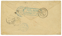 "destination FOOCHOW" : 1874 FRANCE 30c+ 25c(x4) Canc. TPO ML1 + MENTON On Envelope To FOOCHOW. Verso, HONG-KONG + Blue - Altri & Non Classificati