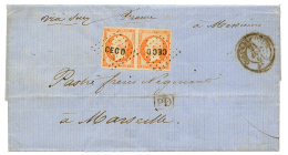 CHINA - FRENCH P.O Bueau D: 1861 FRANCE Pair 40c(n°16) Canc. CECD On Entire Letter From SAIGON To FRANCE. Double Rat - Altri & Non Classificati