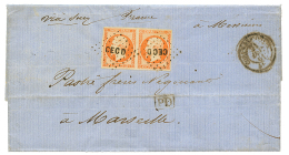 CHINA - FRENCH P.O Bueau D: 1861 FRANCE Pair 40c(n°16) Canc. CECD On Entire Letter From SAIGON To FRANCE. Double Rat - Other & Unclassified