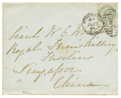 STRAITS SETTLEMENTS : 1884 GB 5d Green On Envelope To SINGAPORE. Verso, Superb Cds SINGAPORE/PAID In Red. Vvf. - Other & Unclassified