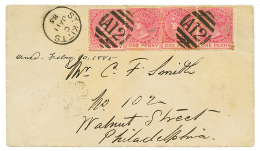 ST KITTS : 1885 SAINT CHRISTOPHER 1d(x4) Canc. A12 + ST KITTS On Envelope To USA. RARE. Superb. - St.Kitts Y Nevis ( 1983-...)