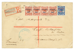 1900 PROV. GOVT 1p Strip Of 4 + 4d Canc. APIA SAMOA + N.Z MARINE PO R.M.S MARIPOSA On REGISTERED Envelope To BERLIN. Ver - Samoa