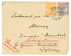 SAMOA - DAVIS POST : 1895 1/2p + 2d Canc. APIA SAMOA On Envelope To "DAMPFER DARMSTADT" C/o German CONSULATE SYDNEY(AUST - Samoa
