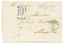 1876 Rare French Maritime Cds ITALIE PAQ FR N°6 In Red + "T" Tax Marking On Entire Letter From NAPOLI(ITALY) To MAUR - Autres & Non Classés